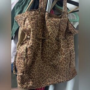 Neiman Marcus Faux Leopard Print Lightweight Tote Bag